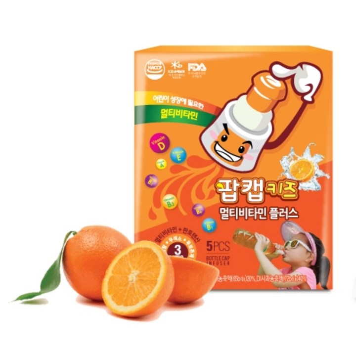 팝캡 키즈 멀티비타민 플러스 오렌지, 5ml, 5개입