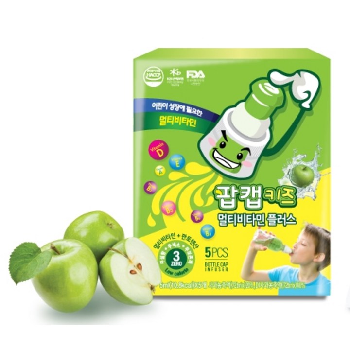 팝캡 키즈 멀티비타민 플러스 그린애플, 5개입, 5ml