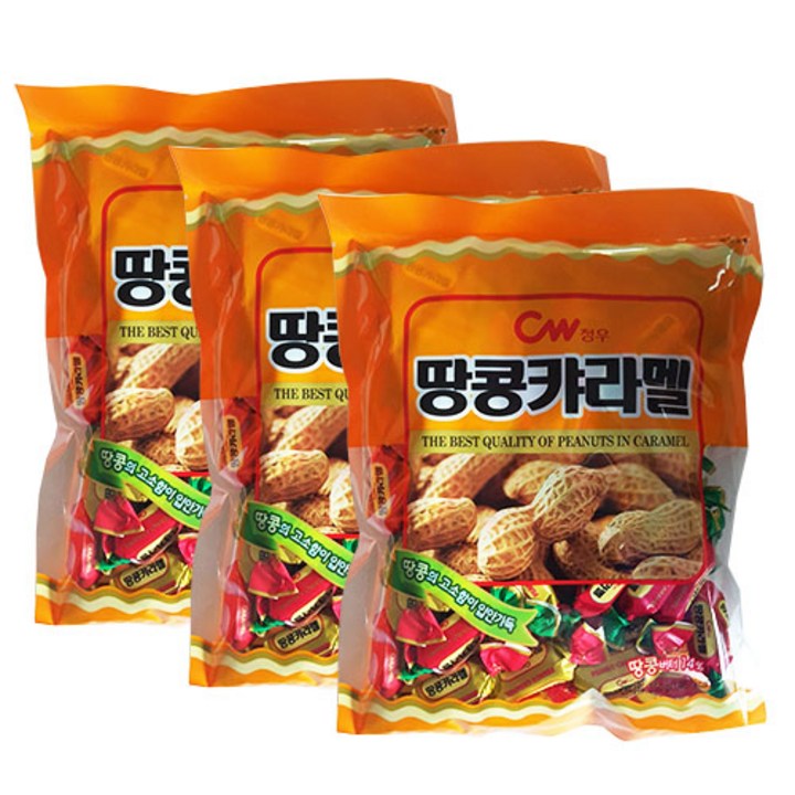 청우식품 땅콩 카라멜, 3개, 350g