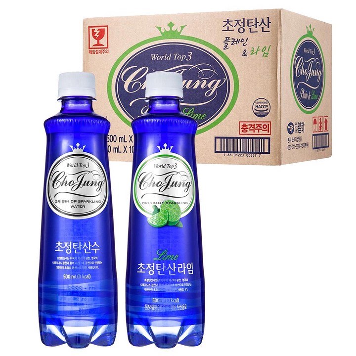 초정탄산수 플레인 탄산수 500ml x 15p + 라임탄산음료 500ml x 5p, 1세트