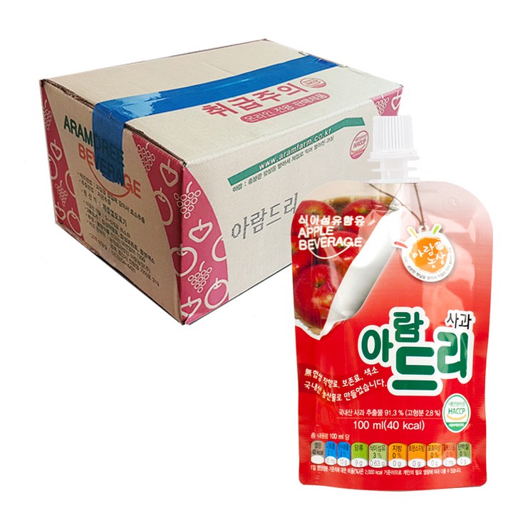 아람농장 아람드리 사과주스, 100ml, 40개