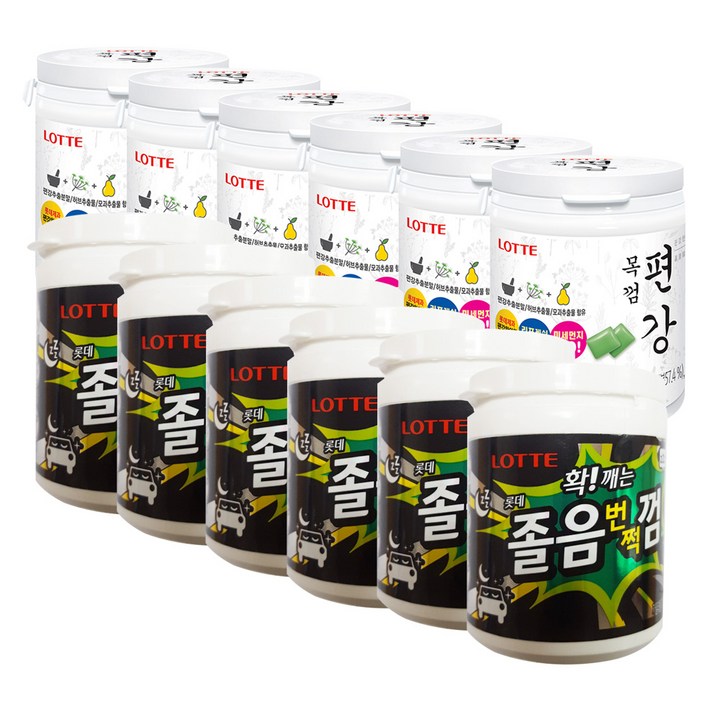 롯데제과 졸음번쩍 껌 용기 87g x 6p + 편강목껌 용기 87g x 6p, 1세트