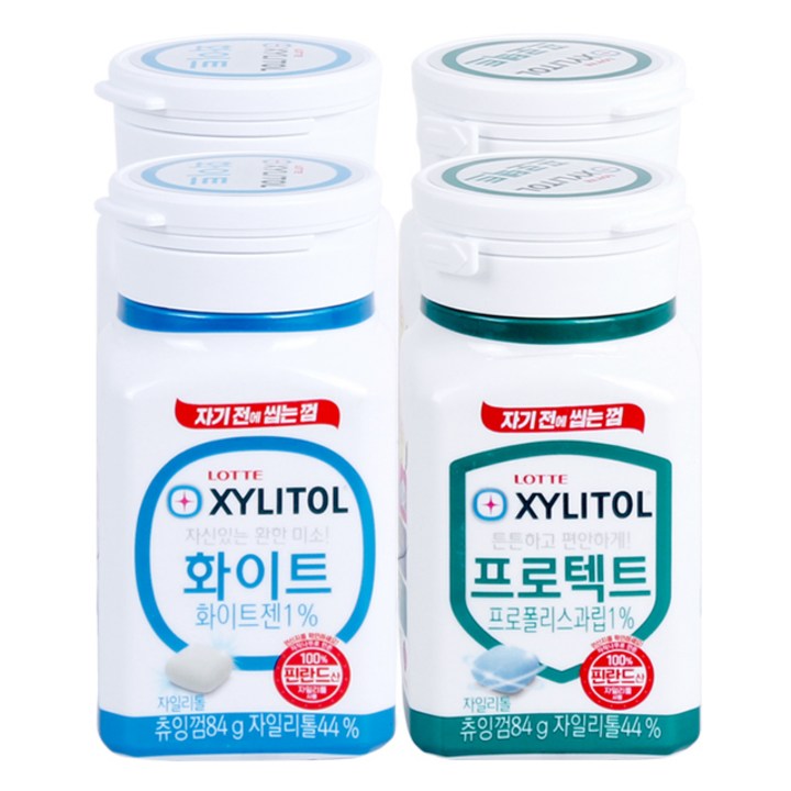 롯데제과 자일리톨 껌 화이트 용기 84g x 2p + 프로텍트 용기 84g x 2p, 1세트