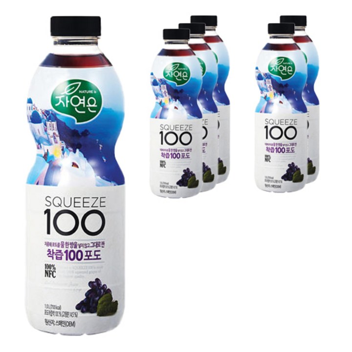 자연은 착즙100 포도주스, 1L, 6개