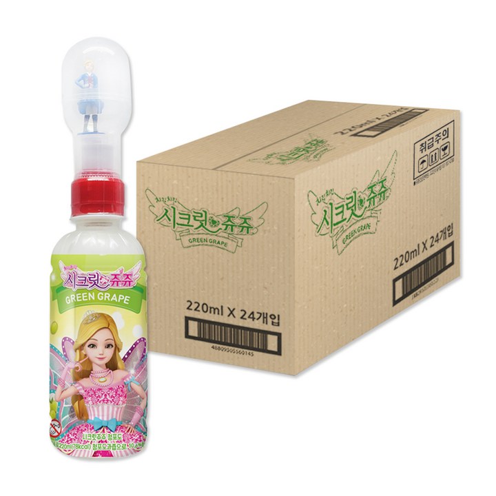 시크릿쥬쥬 피규어 청포도 주스 랜덤 발송, 220ml, 24개