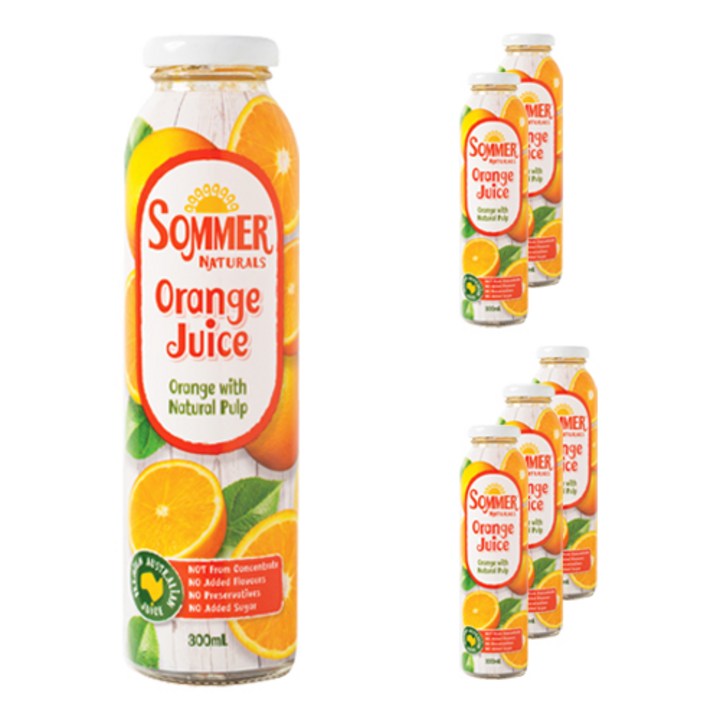 쏘머내추럴스 오렌지 착즙주스, 300ml, 6개