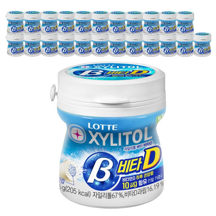 롯데자일리톨 껌 베타 비타D 용기, 86g, 24개