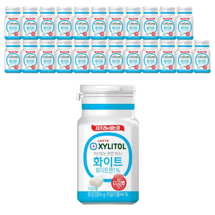 롯데자일리톨 껌 화이트 용기, 84g, 24개