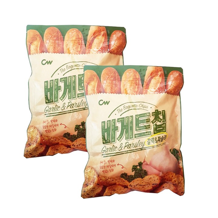 청우식품 바게트칩 갈릭&파슬리, 400g, 2개