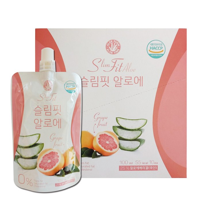 알로에팜 슬림핏 알로에 자몽 음료, 100ml, 10개입