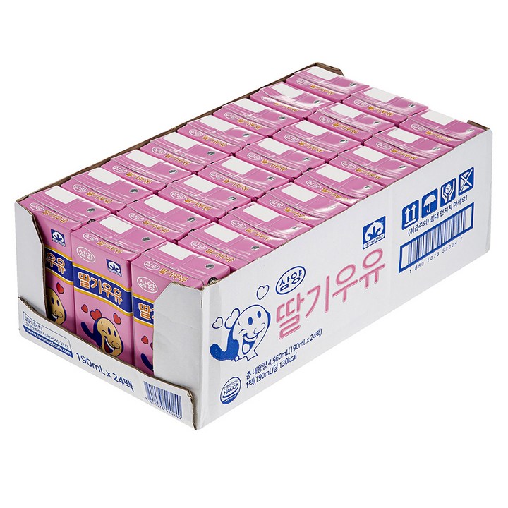 삼양우유 멸균 딸기우유, 190ml, 24개