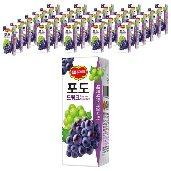 델몬트 드링크 포도, 200ml, 32개