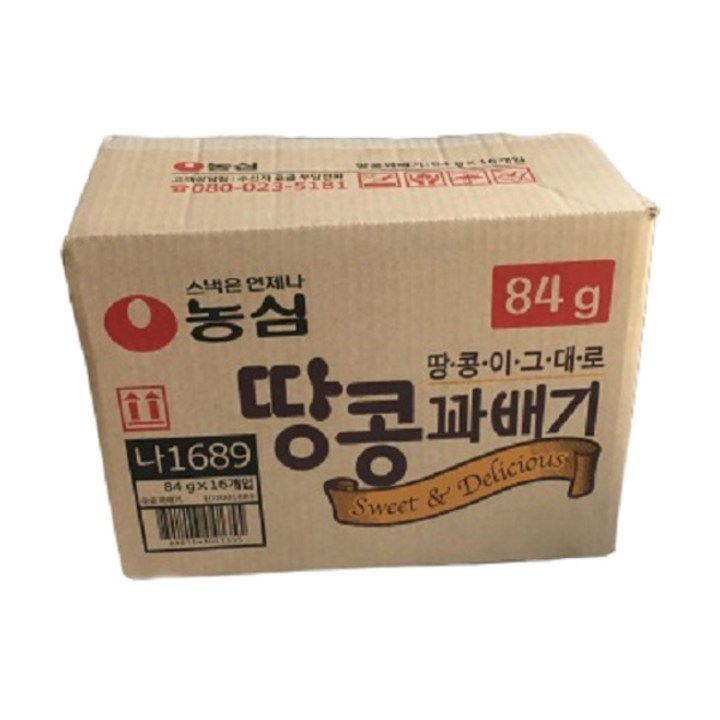 농심 땅콩꽈배기, 84g, 16개