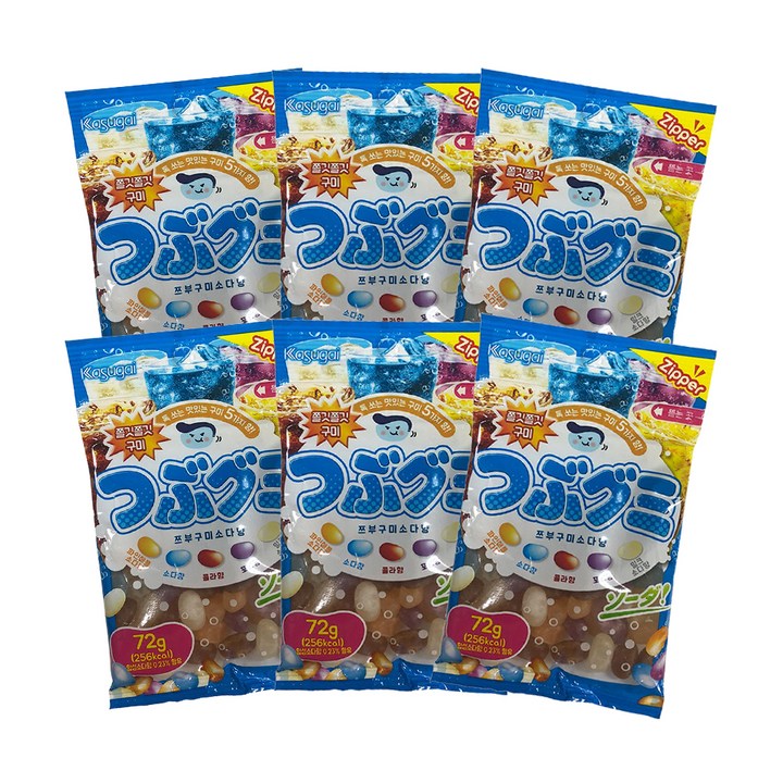 카수가이 쯔부구미 소다향 젤리, 72g, 6개