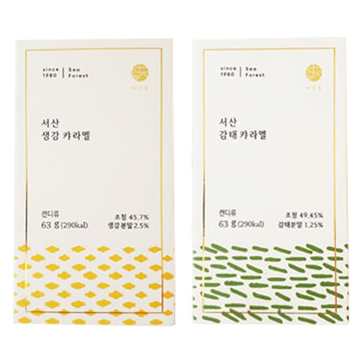 바다숲 서산 조청 캬라멜 감태 3.5g x 18p + 생강 3.5g x 18p 세트, 1세트, 126g