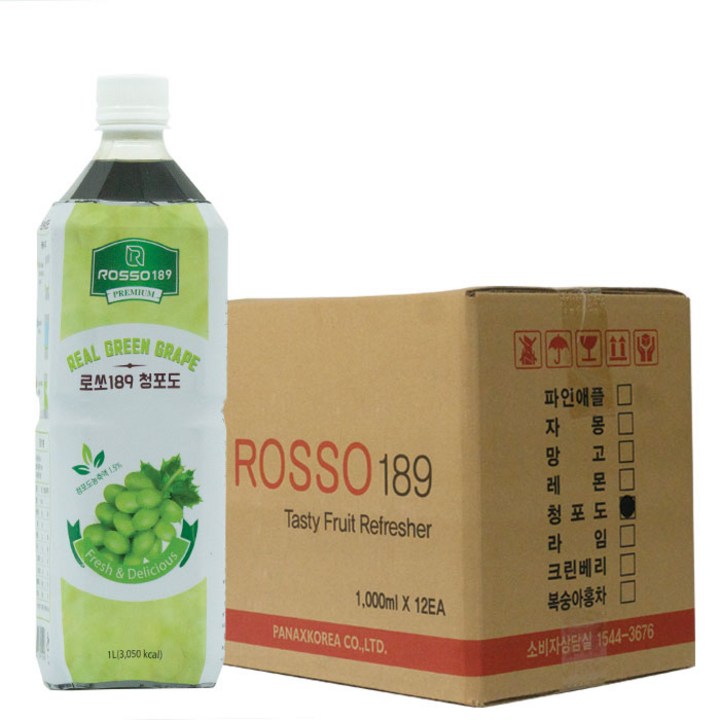 로쏘189 청포도 음료베이스, 1L, 12개