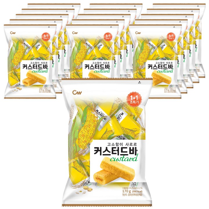 청우식품 고소함이 사르르 커스터드바 스낵, 170g, 16개