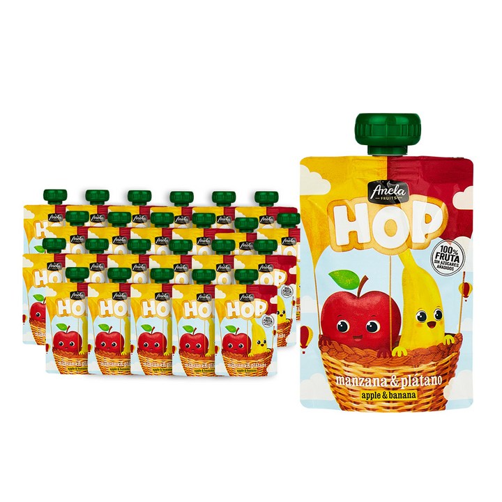 아넬라 생과일 짜먹는 외출용 퓨레 HOP, 100g, 24개, 바나나