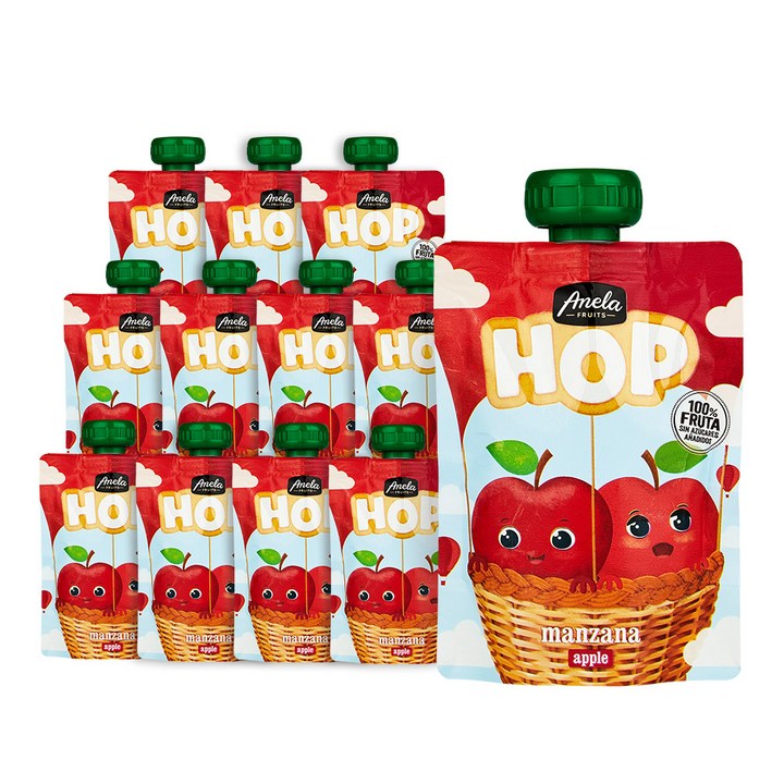 아넬라 생과일 짜먹는 외출용 아넬라HOP 유아간식, 100g, 12개, 사과