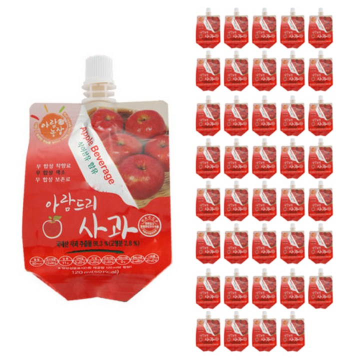 아람농장 사과 주스, 120ml, 40개