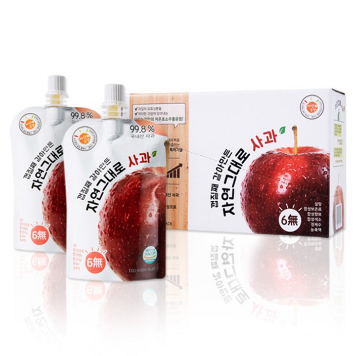 아람농장 껍질째 갈아만든 자연그대로 사과주스, 100ml, 10개
