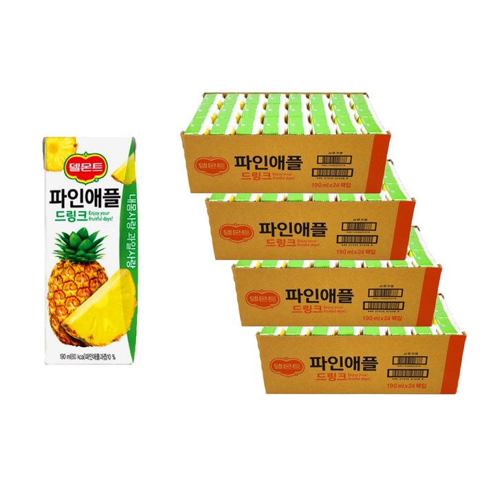 델몬트 드링크 파인애플 주스, 190ml, 96개