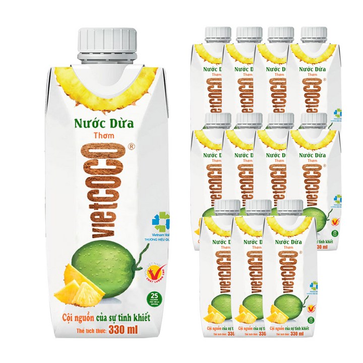비엣코코 코코넛워터 파인애플, 330ml, 12개