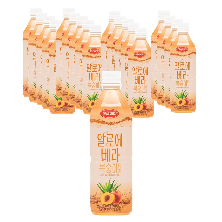 비즈비타 알로에 베라 복숭아 터치 음료, 500ml, 20개