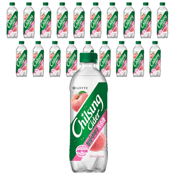 칠성사이다 복숭아, 500ml, 20개