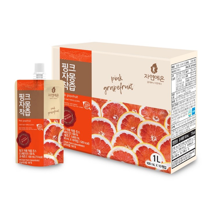 자연에온 핑크 자몽 착즙, 10개, 100ml
