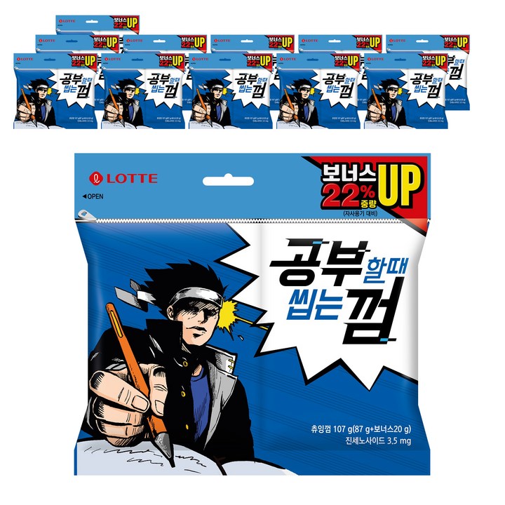 공부할 때 씹는껌 리필, 107g, 12개