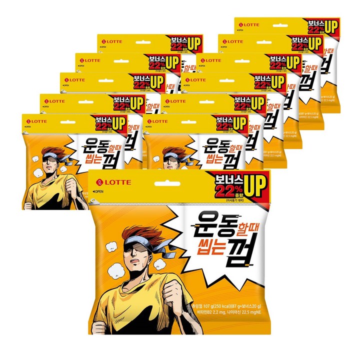 롯데제과 운동할 때 씹는껌 리필, 107g, 12개