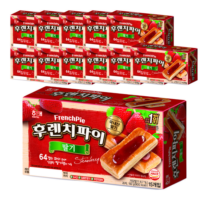 해태제과 후렌치파이 딸기 15p, 192g, 12개