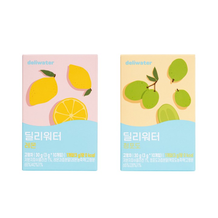 딜리워터 레몬 + 청포도, 1세트, 30g