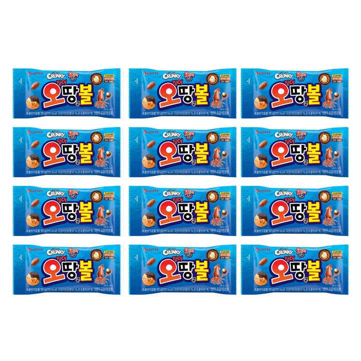 롯데제과 크런키 오징어땅콩볼, 50g, 12개
