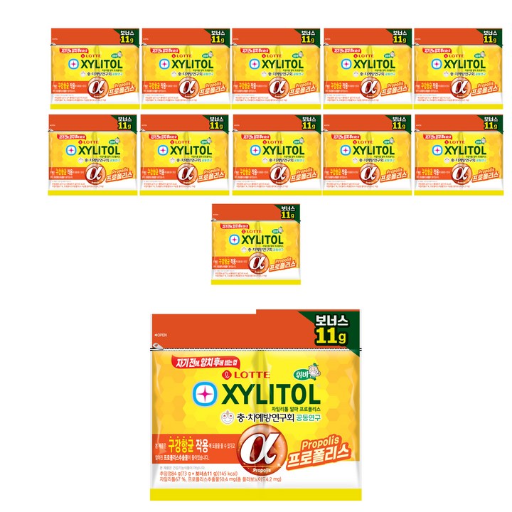 롯데제과 자일리톨 껌 알파 프로폴리스 리필, 84g, 12개