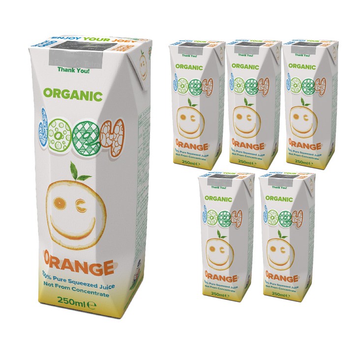 유기농조이 유기농 착즙 오렌지주스, 6개, 250ml