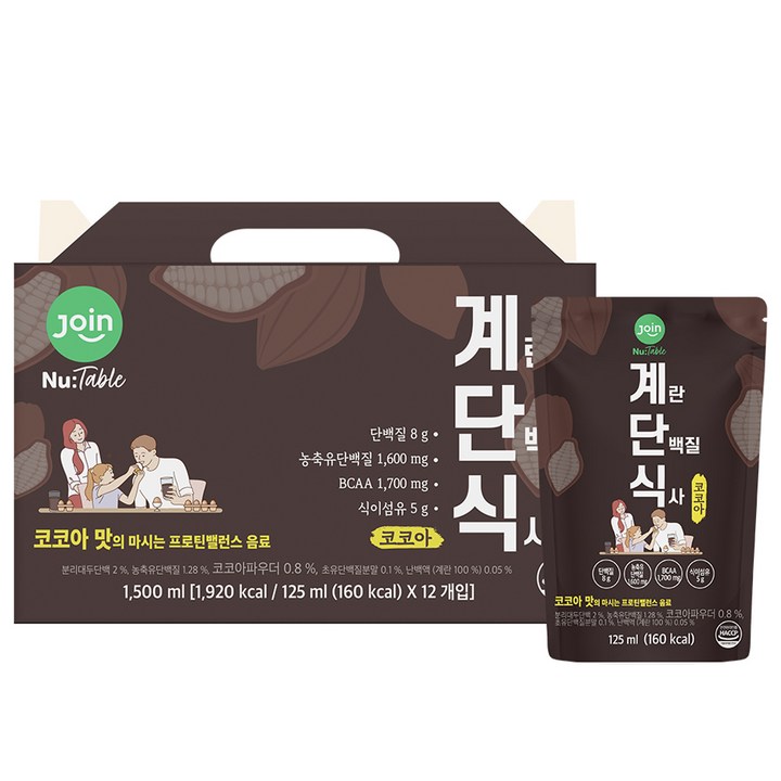 조인 계란단백질식사 코코아, 1.5L, 12개