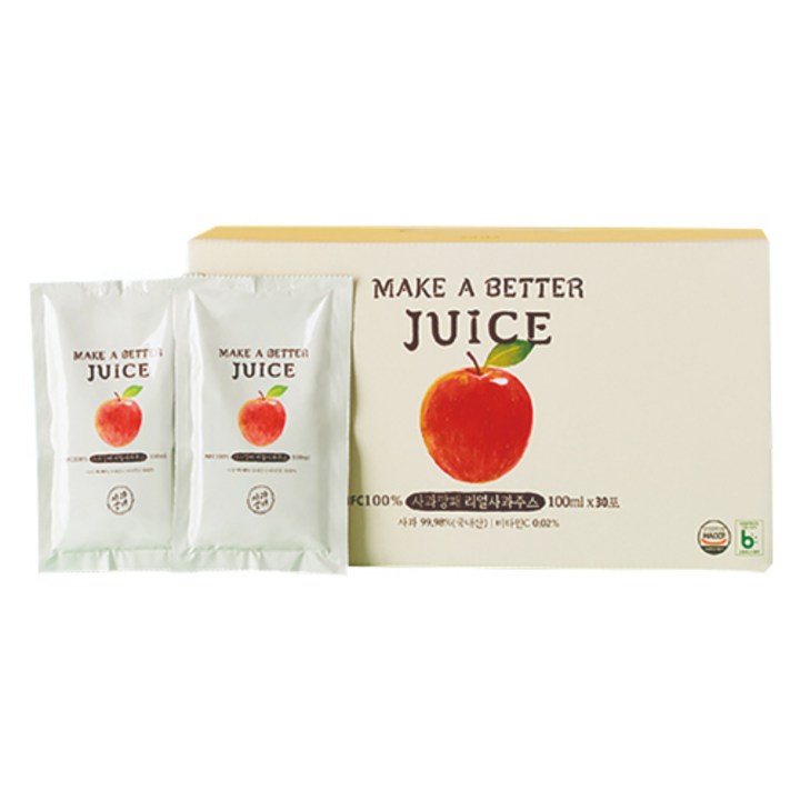 사과깡패 Make a better 리얼 사과주스, 100ml, 30개