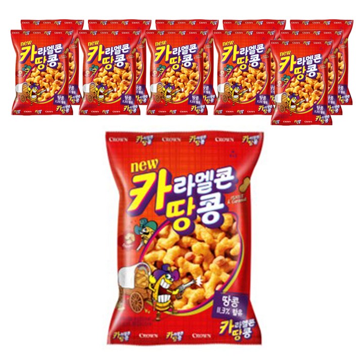크라운 카라멜콘 땅콩 과자, 46g, 12개