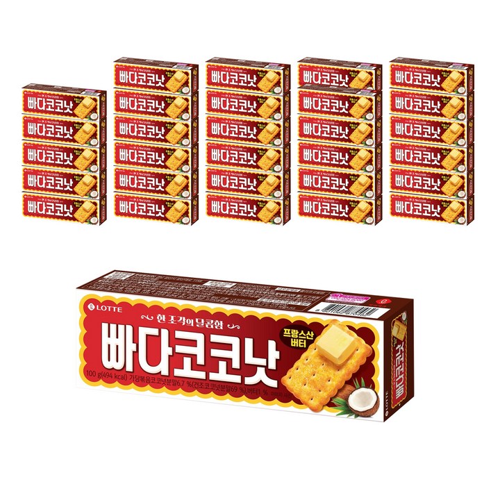 롯데웰푸드 빠다코코낫, 100g, 30개