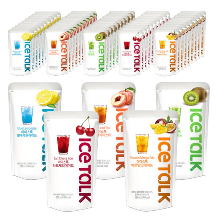 아이스톡 에이드 230ml 블루레몬 10p + 복숭아 10p + 키위 10p + 타트체리 10p + 패션망고 10p 세트, 1세트