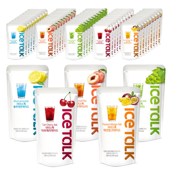 아이스톡 에이드 230ml 복숭아 10p + 블루레몬 10p + 청포도 10p + 타트체리 10p + 패션망고 10p 세트, 1세트