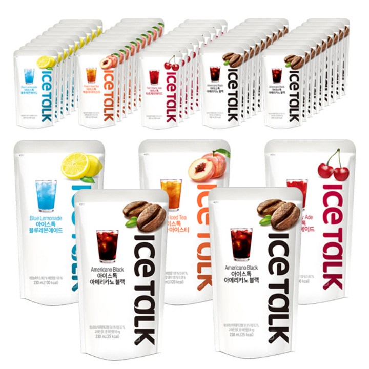 아이스톡 에이드 커피 혼합 230ml 복숭아 10p + 블루레몬 10p + 타트체리 10p + 아메리카노 블랙 20p 세트, 1세트
