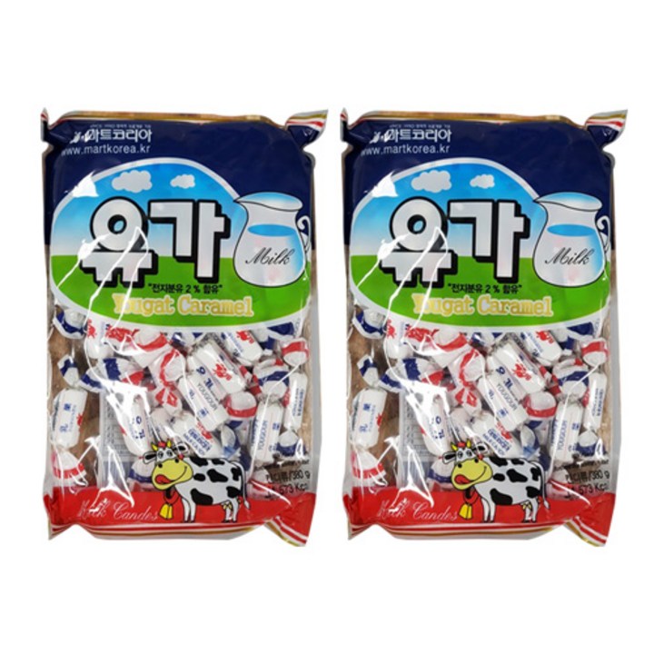 리소하우스 대용량 입가심 유가 카라멜 사탕, 380g, 2개