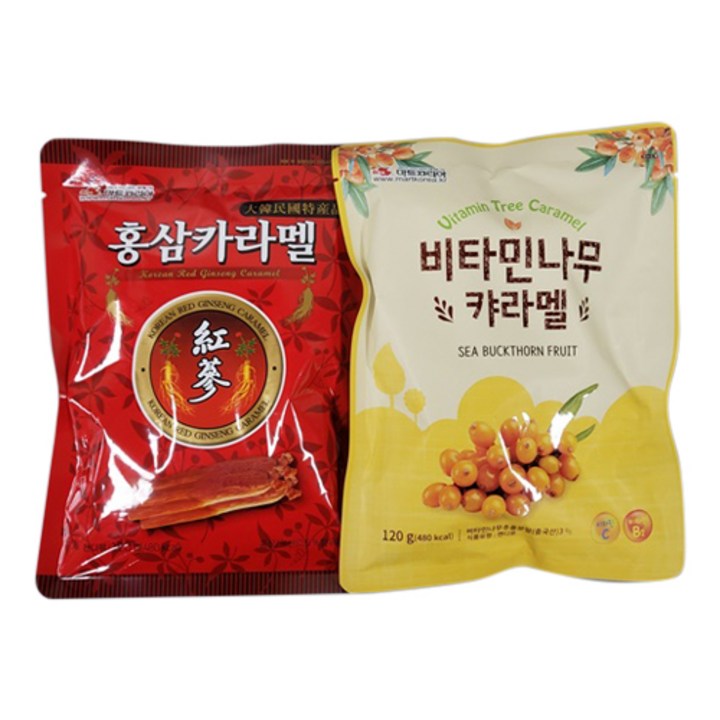 리소하우스 입가심 식후 캐러멜 홍삼 120g + 비타민 120g 세트, 1세트