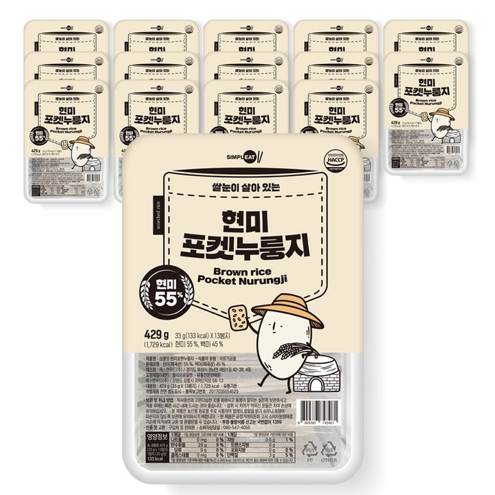 심플잇 현미포켓누룽지, 429g, 15개