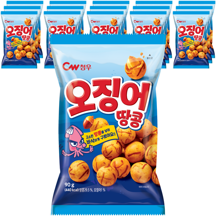 청우식품 오징어 땅콩 스낵 16p, 90g, 16개