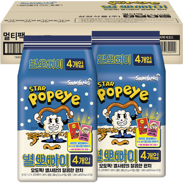 삼양 별뽀빠이 72g x 24p + 렌티큘러 황금티켓 랜덤발송 6p 세트, 1.728kg, 1세트