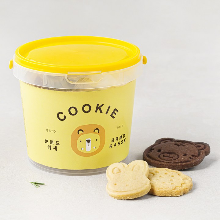 브로드카세 어쏘티드 동물쿠키 미니버켓 노랑, 120g, 1개입, 1개